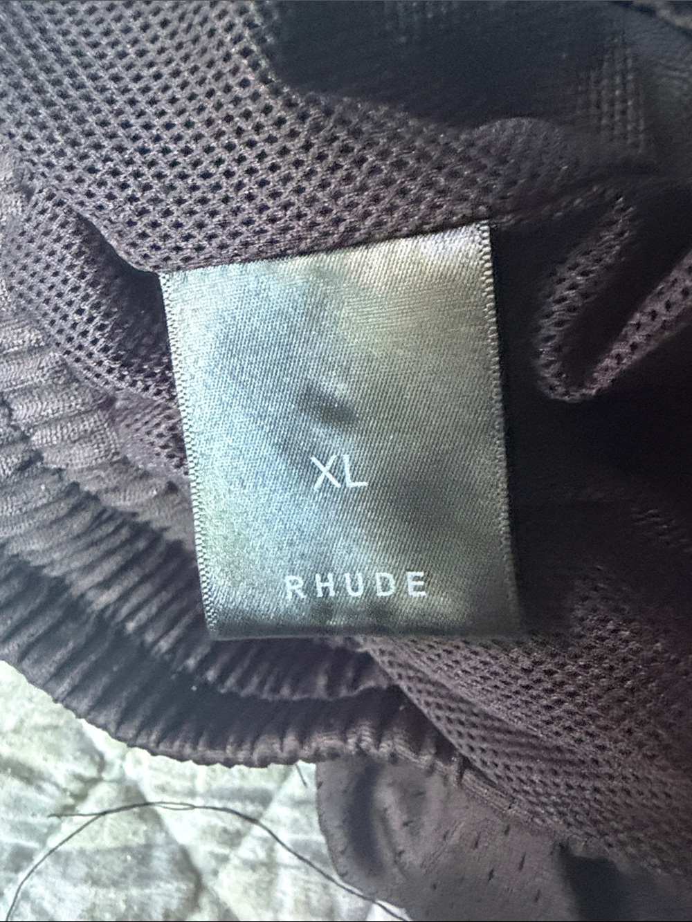 Rhude Black Mesh Athletic Shorts with Yellow Drawcord - Picture 9 of 9